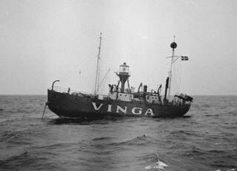 Fyrskeppet Vinga förtöjd utanför Göteborg september 1947. Foto: KAMERAREPORTAGE/TT