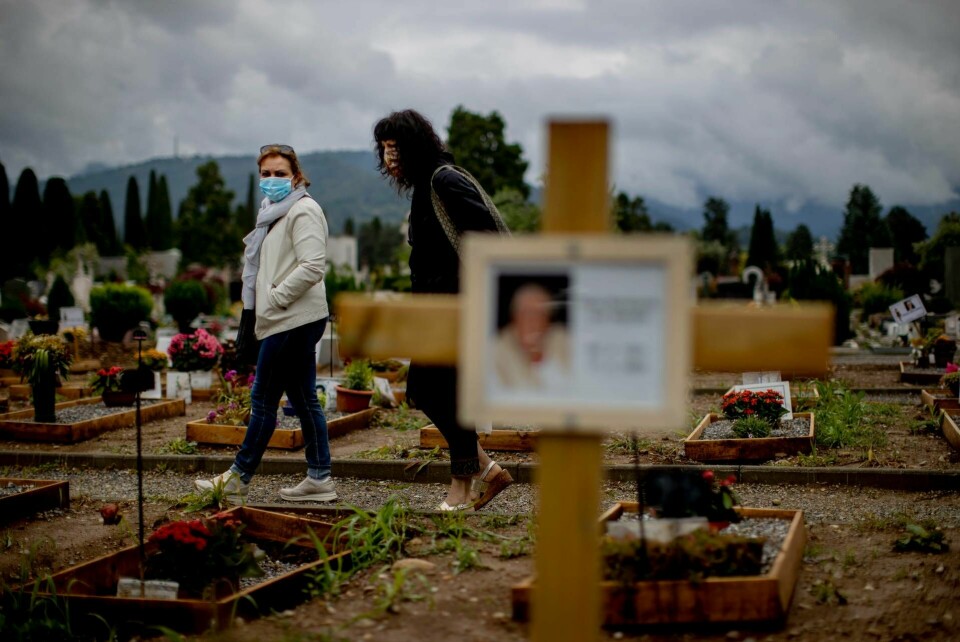 En kyrkogård i Bergamo där många av dem som dog i sviterna efter covid-19 begravts. Foto: Adam Ihse / TT