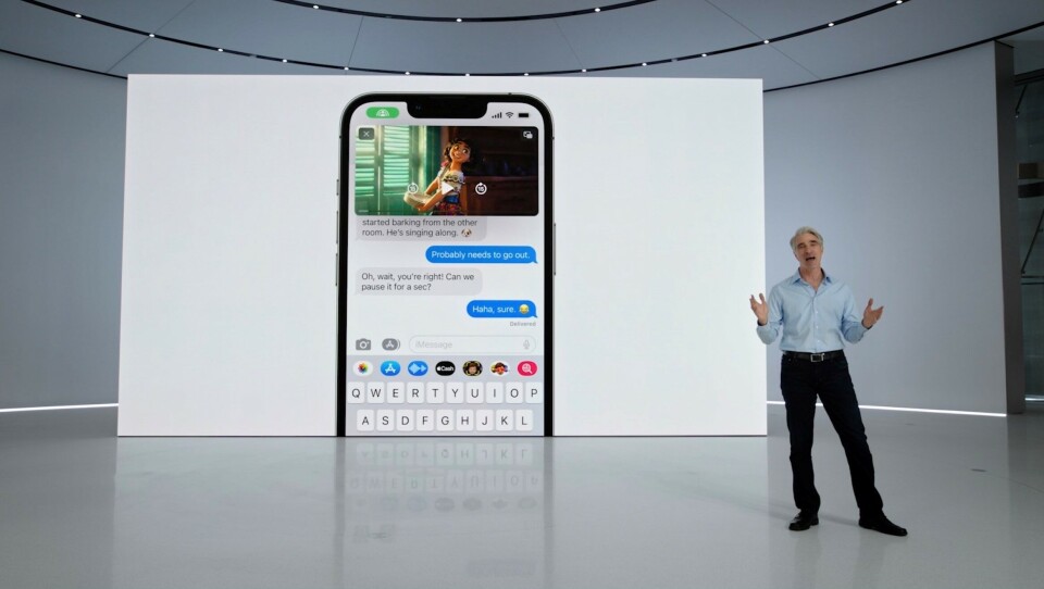 Craig Federighi, Apples mjukvaruchef, visar upp Ios 16. Foto: Press Craig Federighi, Apples mjukvaruchef, visar upp Ios 16. Foto: Press