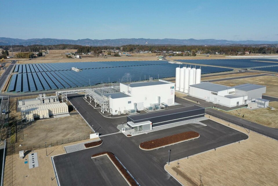 Många länder satsar på tillverkning av grön vätgas. Anläggningen i Fukushima är störst i världen med sina 10 MW och ska drivas av solel. Foto: Toshiba Energy Många länder satsar på tillverkning av grön vätgas. Anläggningen i Fukushima är störst i världen med sina 10 MW och ska drivas av solel. Foto: Toshiba Energy