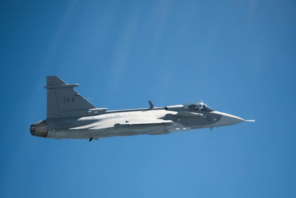 Första flygningen med Gripen E. Foto: Stefan Kalm Första flygningen med Gripen E. Foto: Stefan Kalm