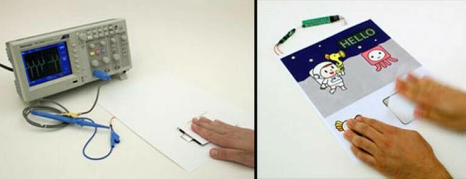 Knacka eller gnugga papperet så alstras det el. Foto: Disney Research