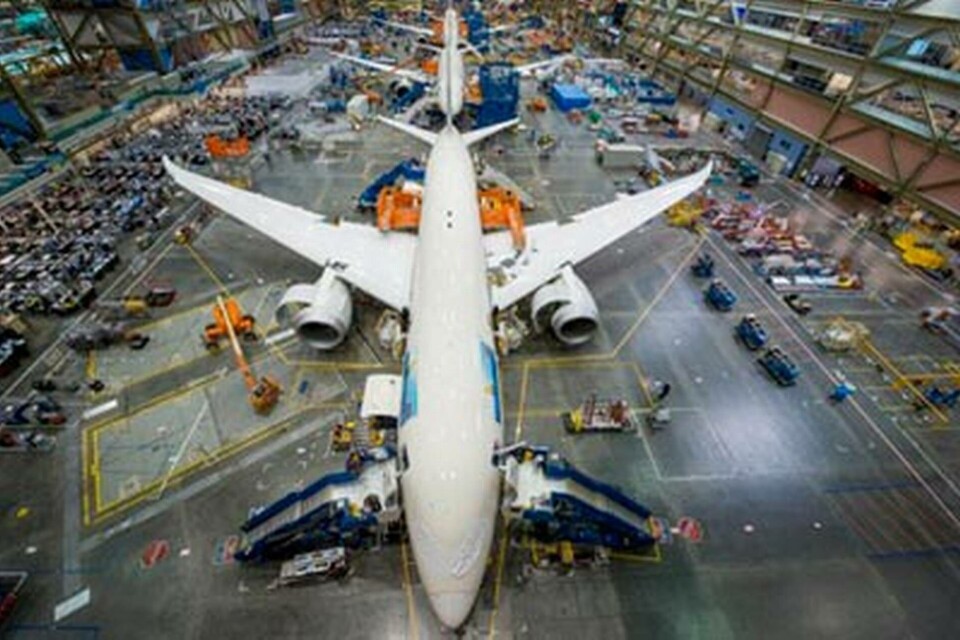 Slutmonteringen av Dreamliner i Everett, Washington. Foto: Boeing Slutmonteringen av Dreamliner i Everett, Washington. Foto: Boeing