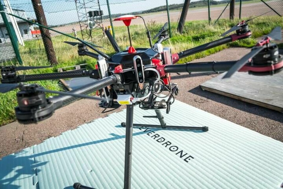 En drönare som utrustats med Everdrones navigationssystem. Foto: Everdrone
