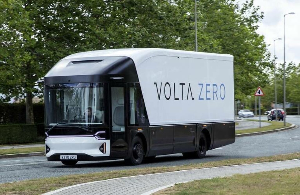 Den helelektriska Volta Zero har en räckvidd på 15-20 mil per laddning. Pressbild. Foto: Volta Trucks Den helelektriska Volta Zero har en räckvidd på 15-20 mil per laddning. Pressbild. Foto: Volta Trucks