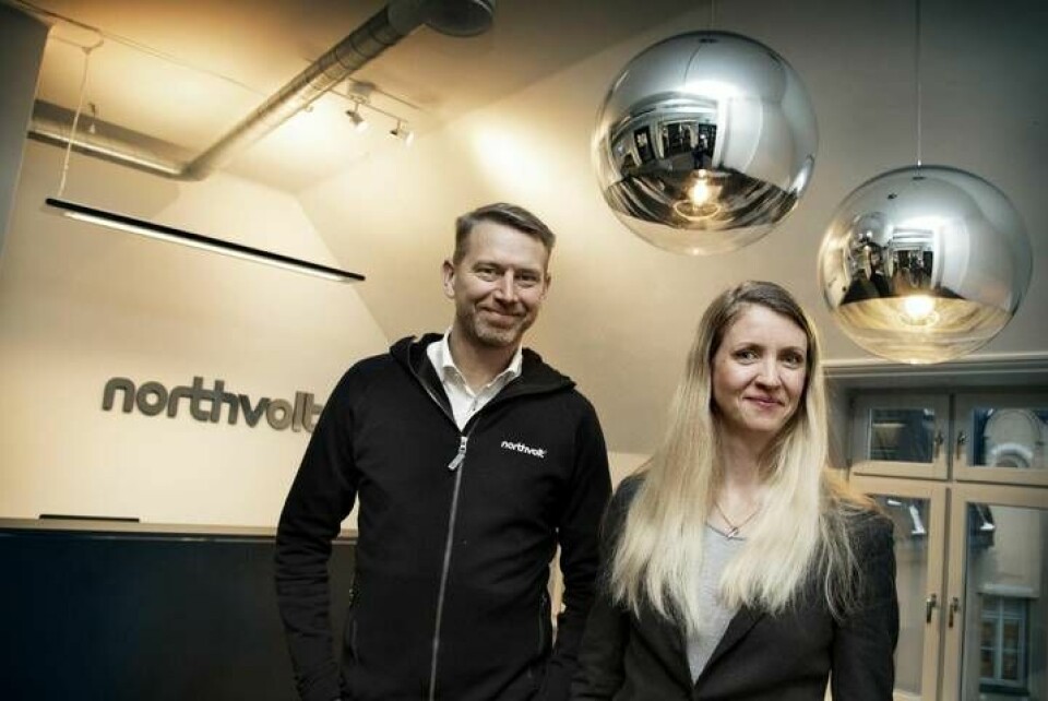 Peter Carlsson och Emma Nehrenheim på Northvolt jobbar för att visionen om en storskalig batterifabrik ska bli verklighet i Skellefteå. Foto: Jörgen Appelgren