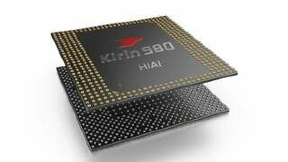 6,9 miljarder transistorer på 1 kvadratcentimeter. Huaweis nya systemkrets Kirin 980. Foto: Huawei