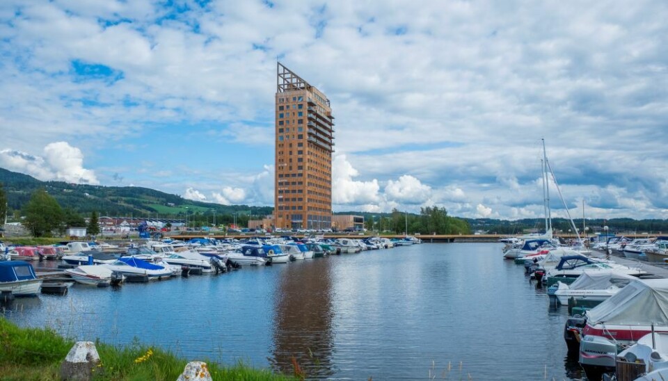 Mjøstårnet i Norge. Foto: Moelven Mjøstårnet i Norge. Foto: Moelven