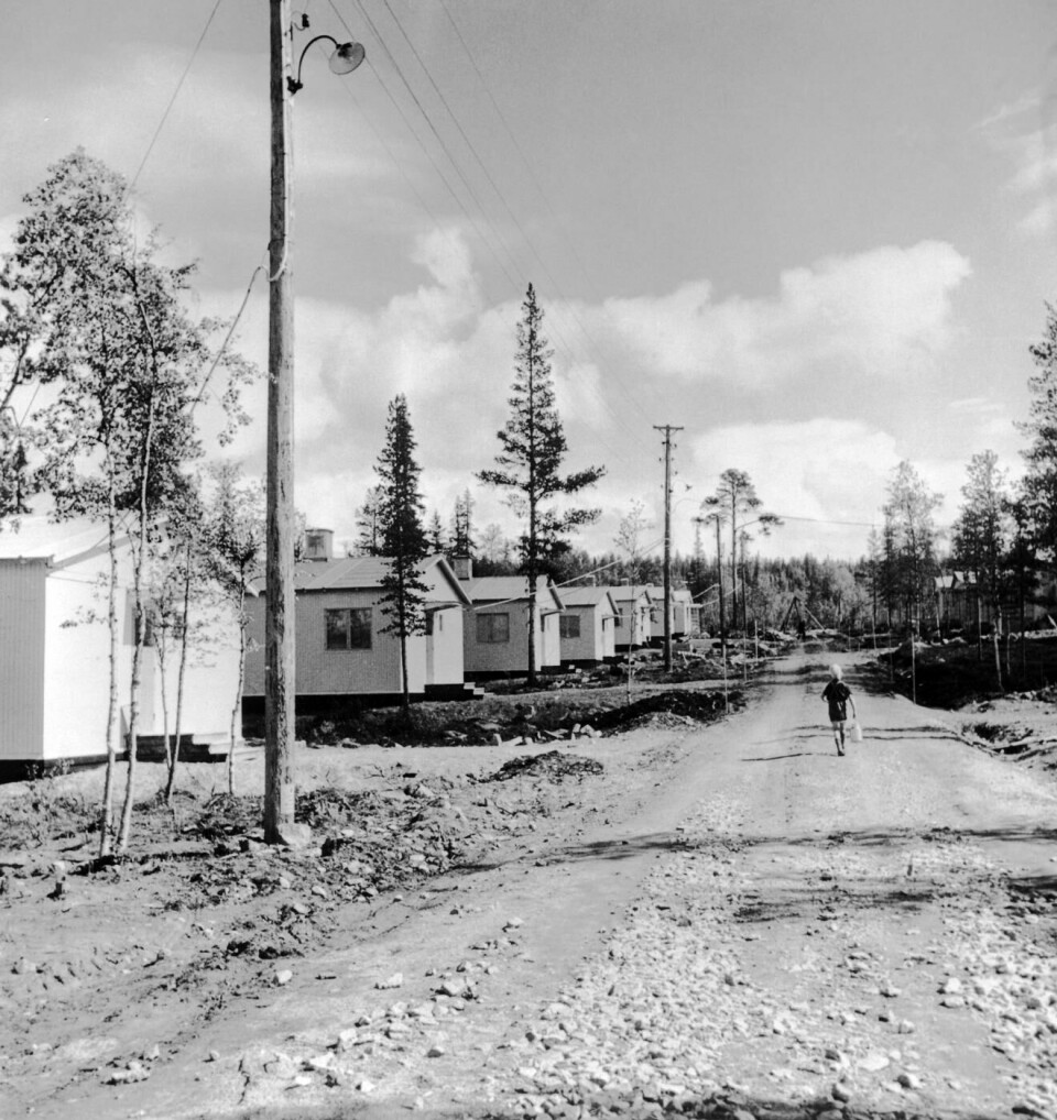 Harsprångets samhälle 1952. I dag återstår bara några igenvuxna gator i skogen. Foto: TEKNISKA MUSEET