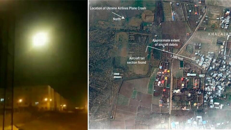Enligt den statliga tv-kanalen misstogs passagerarplanet för ett fientligt plan, vilket fick militären att skjuta ner det. Foto: Satellite image Maxar Technologies via AP / TT, Nariman Gharib via AP / TT Enligt den statliga tv-kanalen misstogs passagerarplanet för ett fientligt plan, vilket fick militären att skjuta ner det. Foto: Satellite image Maxar Technologies via AP / TT, Nariman Gharib via AP / TT