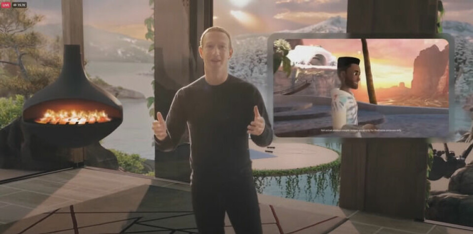 Metas vd Mark Zuckerberg visar Horizon Worlds, som är företagets vr-plattform för Oculus Rift S eller Oculus Quest 2. Foto: Meta/Youtube