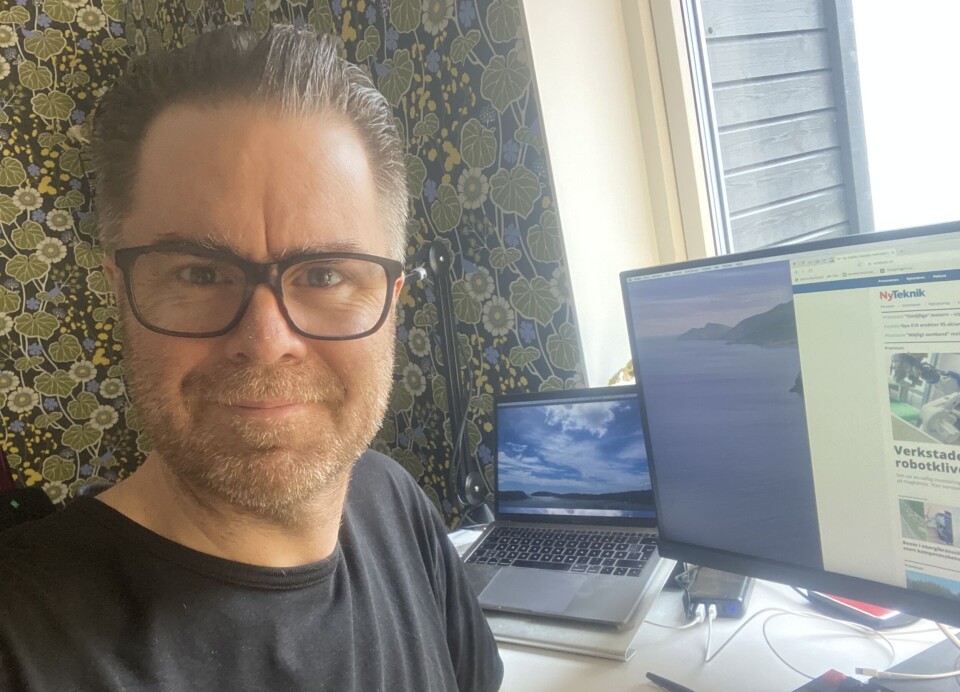 Frilansjournalisten och teknikföreläsaren Anders Thoresson vid hemmakontoret. Foto: Privat Frilansjournalisten och teknikföreläsaren Anders Thoresson vid hemmakontoret. Foto: Privat