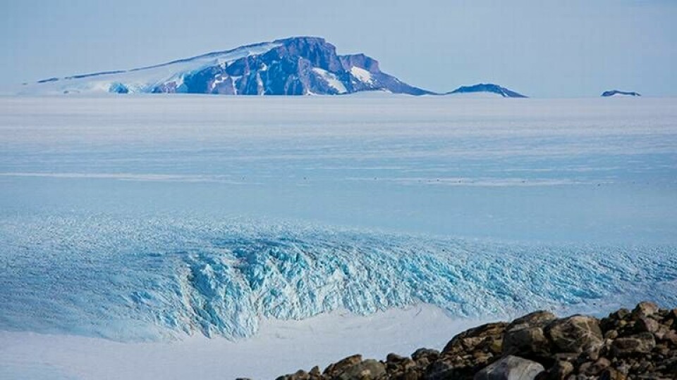 Bild från en norsk forskningsstation på Antarktis. Foto: TT
