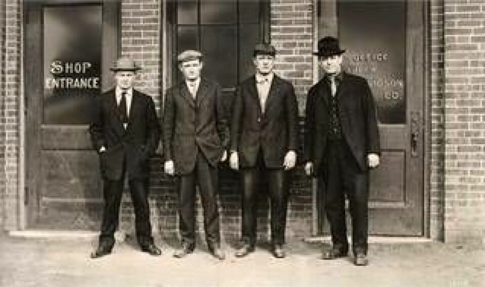 De fyra grundarna: Arthur Davidson, Walter Davidson, William Harley och William Davidson.