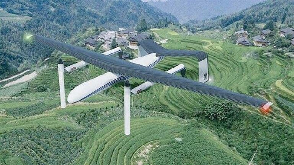 Illustration av drönaren VTOL UAS. Foto: Wirth Technology Illustration av drönaren VTOL UAS. Foto: Wirth Technology
