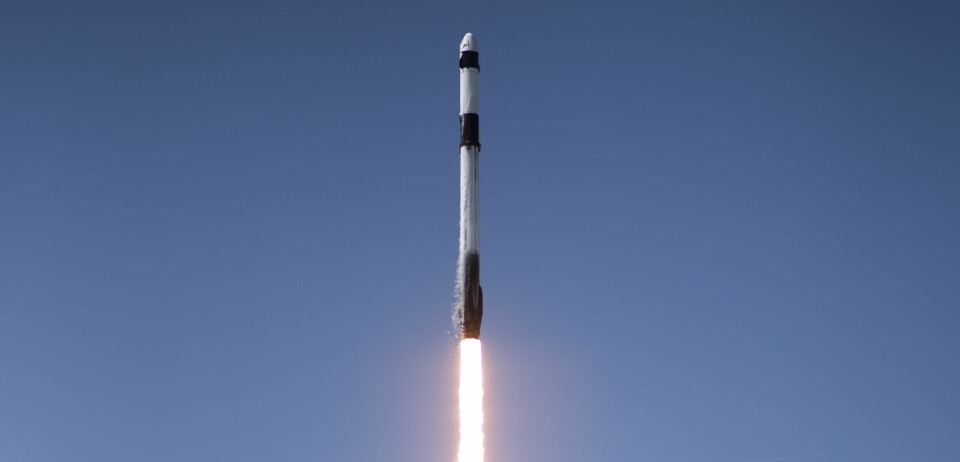 Axioms första flygning gjordes 2022, här lämnar besättningen marken i en Dragon-farkost på toppen av Falcon 9-raket.