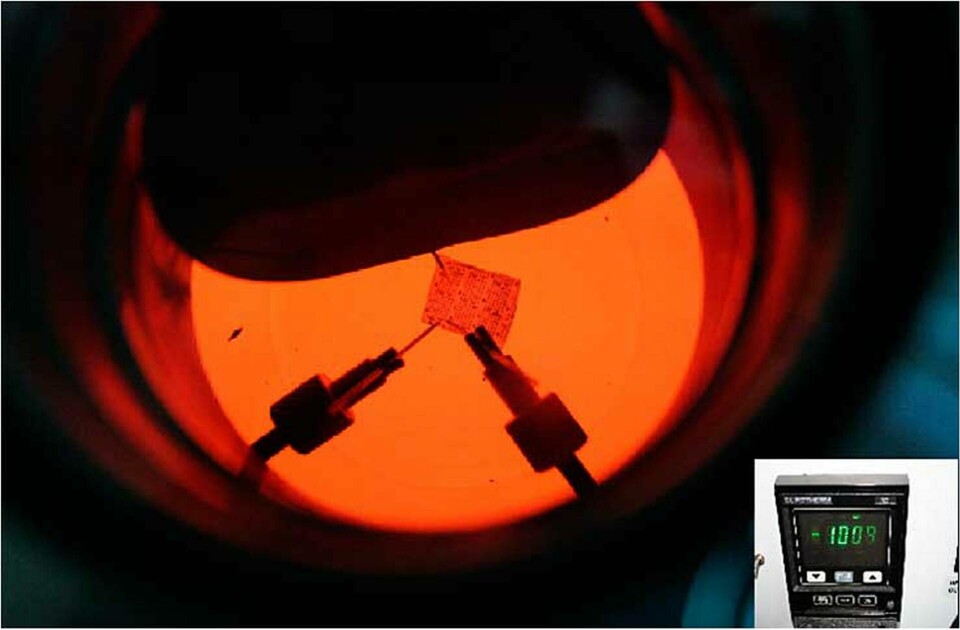 Galliumnitrid fungerar även över 1000 grader C. Foto: Medjdoub et al. IEEE Electron Devices Letters © 2006 IEEE Galliumnitrid fungerar även över 1000 grader C. Foto: Medjdoub et al. IEEE Electron Devices Letters © 2006 IEEE