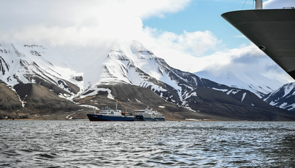 Många besökare reser till Svalbard på olika typer av kryssningsfartyg.