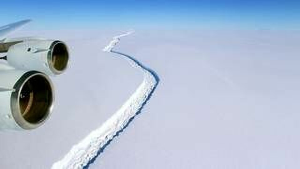 Sprickan på Antarktiska halvön, i isområdet uppkallat efter Nordenskjölds norska kapten CA Larsen. Foto: John Sonntag