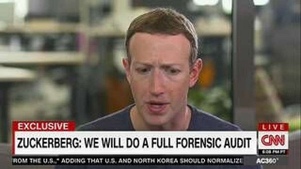 Mark Zuckerberg under framträdande i CNN:s Anderson Cooper 360°. Foto: WENN.com