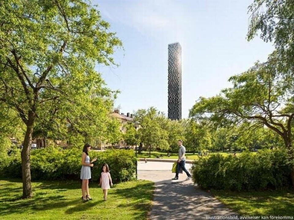 Tellus Tower vid Telefonplan var tänkt att bli 240 meter högt. Försvarsmakten säger nej. Foto: SSM Fastigheter Tellus Tower vid Telefonplan var tänkt att bli 240 meter högt. Försvarsmakten säger nej. Foto: SSM Fastigheter