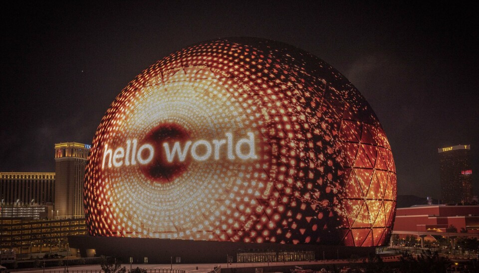 Det första sfären visade var orden 'hello world'. Det första sfären visade var orden 'hello world'.