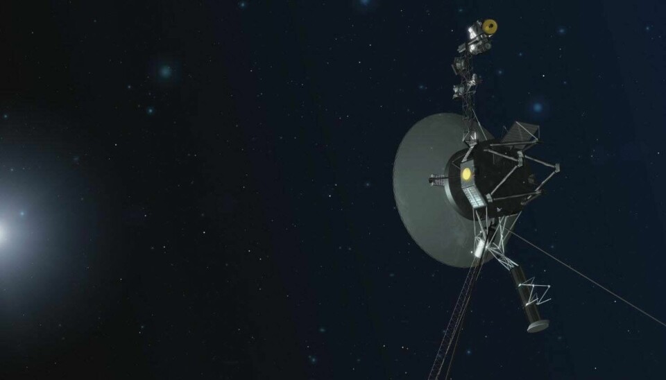 En illustration av Voyager 2 mot en bakgrund av stjärnor.