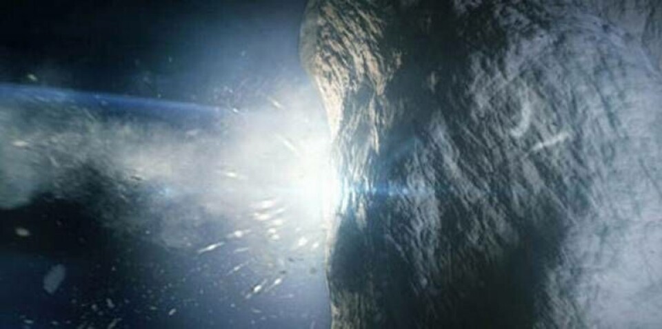 En träff mot en asteroid ska räddda jorden från kollision. Foto: Neoshield En träff mot en asteroid ska räddda jorden från kollision. Foto: Neoshield