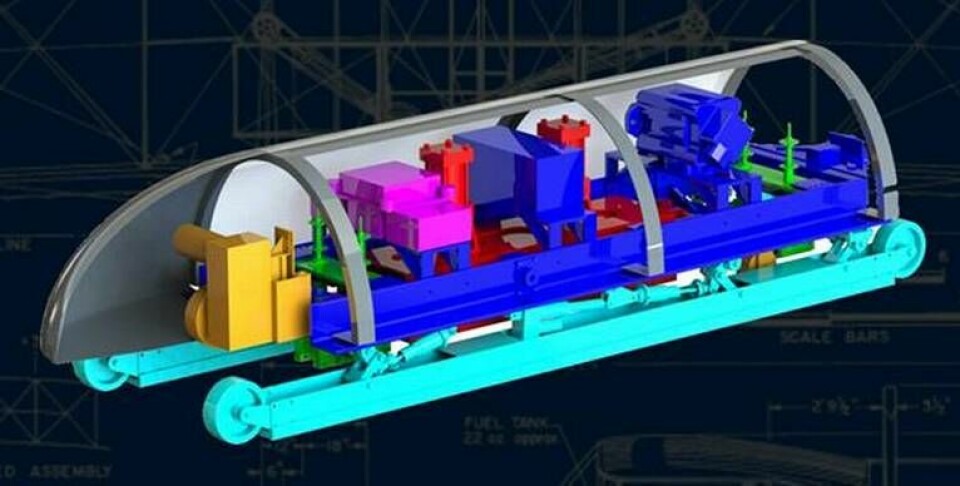 Den här konstruktionen vann tävlingen om att bygga vagnar för överljudståget Hyperloop. Foto: MiT