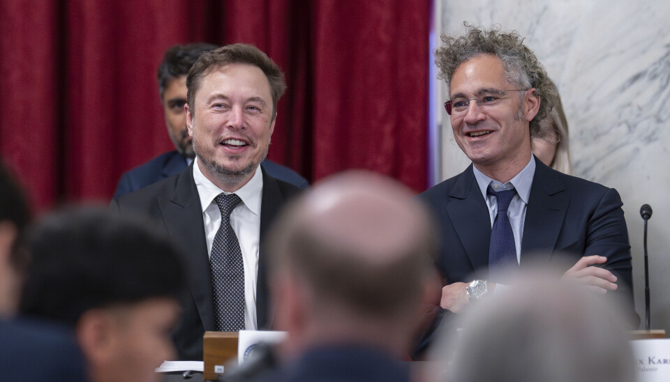 Elon Musk och Palantir-chefen Alex Karp vid onsdagens AI-möte i Washington. Elon Musk och Palantir-chefen Alex Karp vid onsdagens AI-möte i Washington.