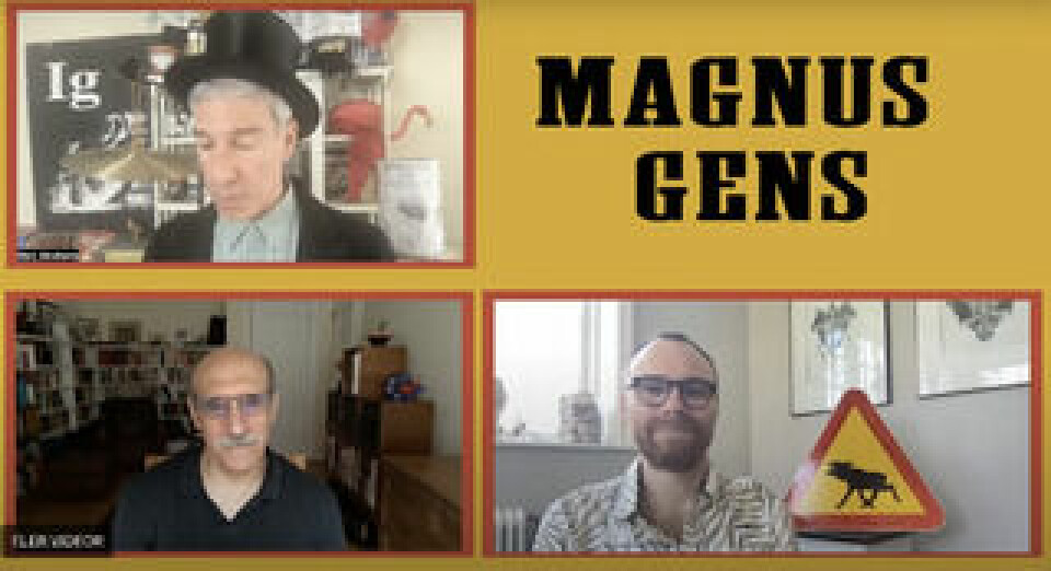 Här tilldelas Magnus Gens IGNobel. Gens nere till höger. Foto: Skärmdump från IGNobelsändningen
