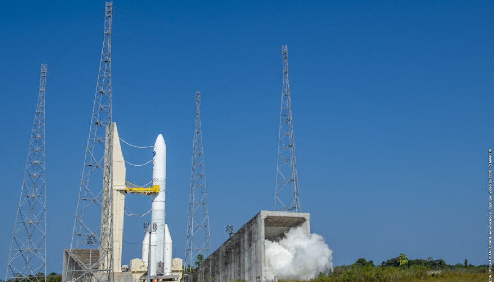 Ariane 6-raketen har blivit försenad. En rymdraket som genomgår tester.