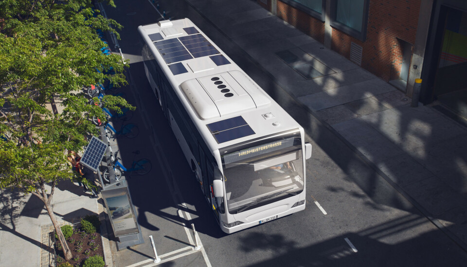 Så här tänker sig Sono Motors att solcellerna kan placeras på en buss. Solceller på buss.