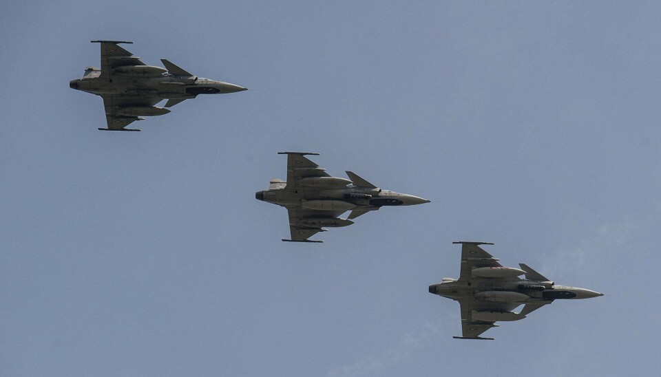 Försvarskoncernen Saab, som bland annat tillverkar stridsflygplan, presenterar kvartalsrapport. Arkivbild. Försvarskoncernen Saab, som bland annat tillverkar stridsflygplan, presenterar kvartalsrapport. Arkivbild.