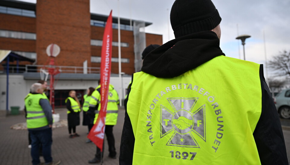 Fackförbundet Transport på plats i hamnen i Malmö. Fackförbundet Transport på plats i hamnen i Malmö.