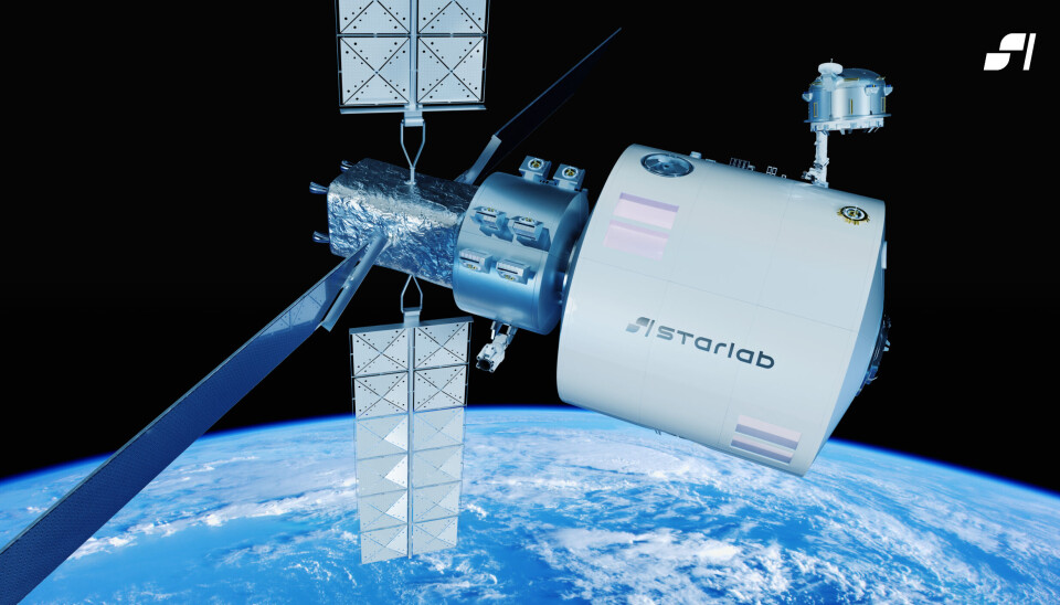 Illustration av Starlab. En rymdstation.