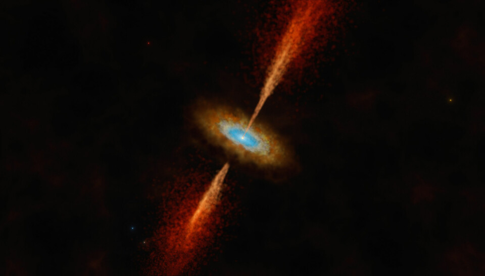 En illustration av en stjärna och de protoplanetär disk.