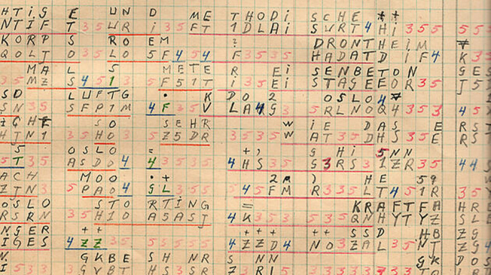 Ett lätt gulnat pappersdokument med rader av siffror och bokstäver