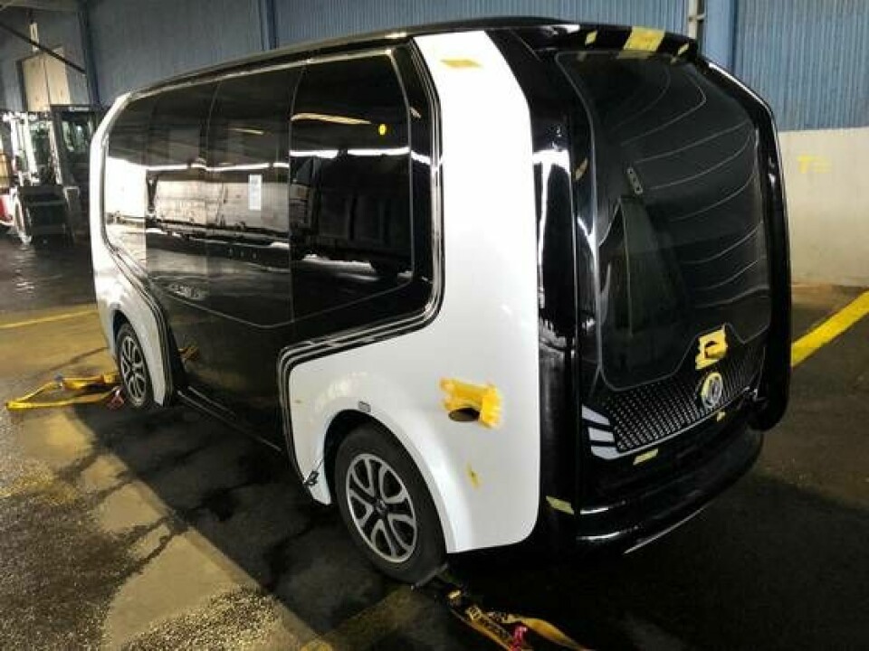 Den självkörande minibussen som T-Engineering hoppas kunna börja testa på allmäb väg efter sommaren 2020. Foto: T-Engineering