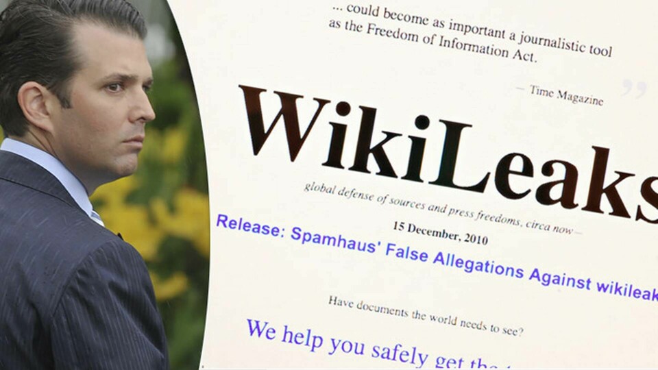 Donald Trump Junior, sonen till USA:s president, har publicerat korrespondens han hade med Wikileaks under valrörelsen. Foto: Phil McAuliffe / Polaris, Alamy