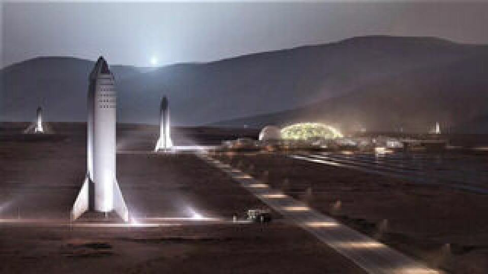 En illustration av hur Spacex tänker sig att en koloni på Mars kan se ut. Foto: Spacex