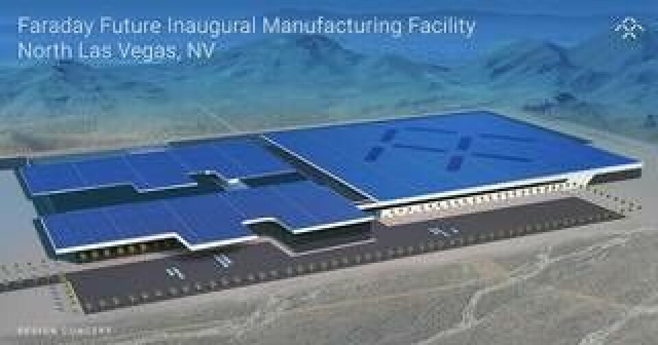 Faraday Futures planerade elbilsfabrik utanför Las Vegas, USA. Foto: Faraday Future