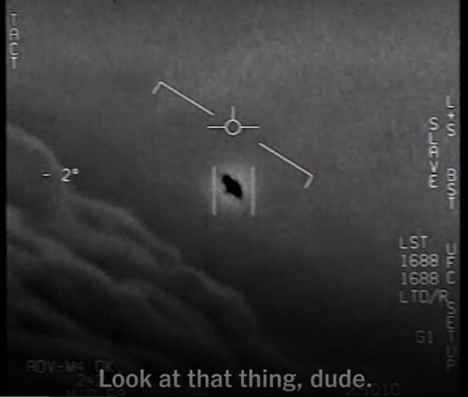 I april 2020 offentliggjorde Pentagon tre filmer som visade oidentifierade flygande objekt. Foto: New York Times