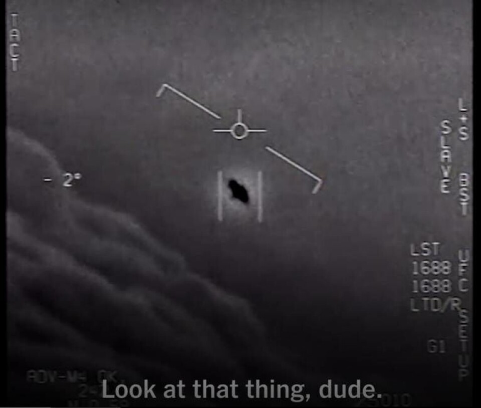 I april 2020 offentliggjorde Pentagon tre filmer som visade oidentifierade flygande objekt. Foto: New York Times I april 2020 offentliggjorde Pentagon tre filmer som visade oidentifierade flygande objekt. Foto: New York Times