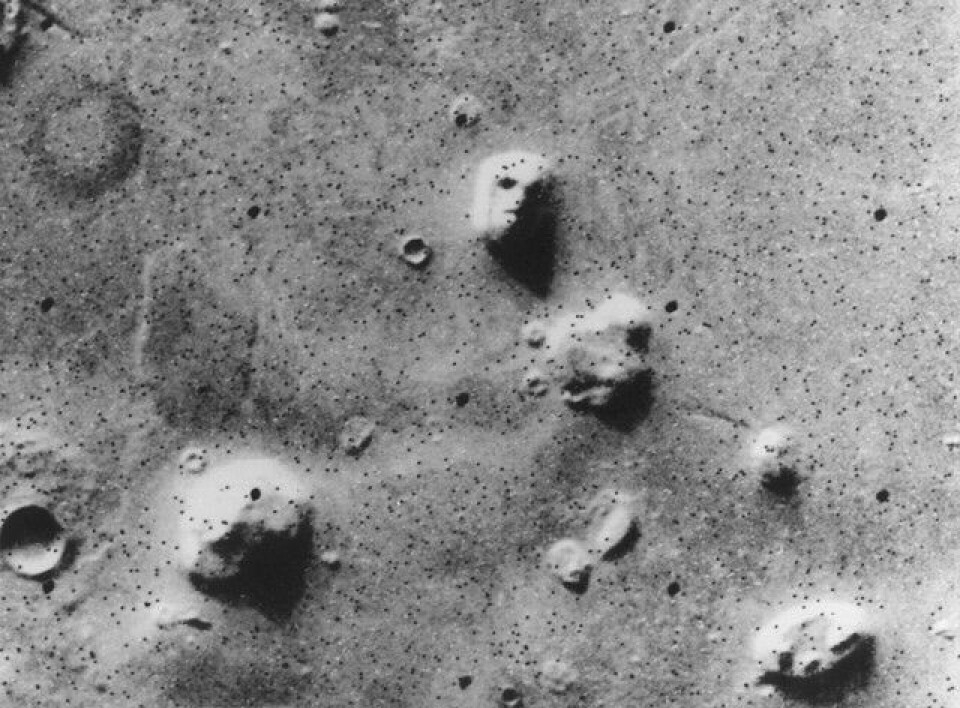 Ansiktet på Mars som av många togs som bevis på att det fanns utomjordingar på den röda planeten. Foto: Nasa