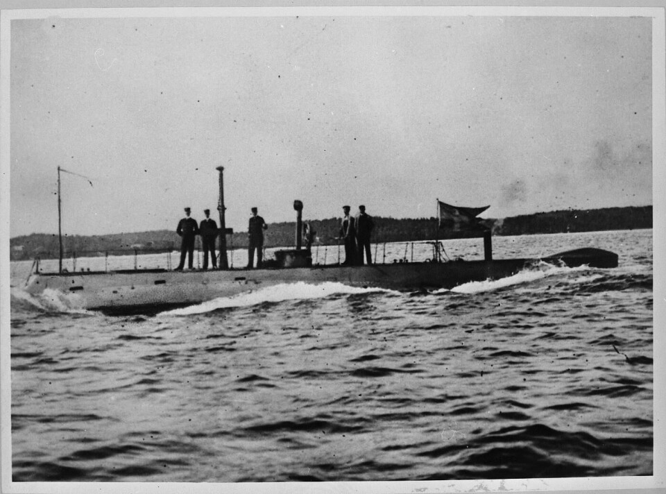Den första svenska ubåten HMS Hajen.