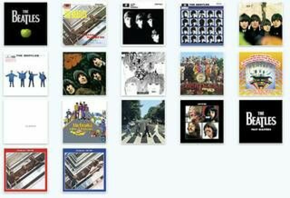 Beatlesplattorna som nu säljs nedladdningsbara i Itunes sore.