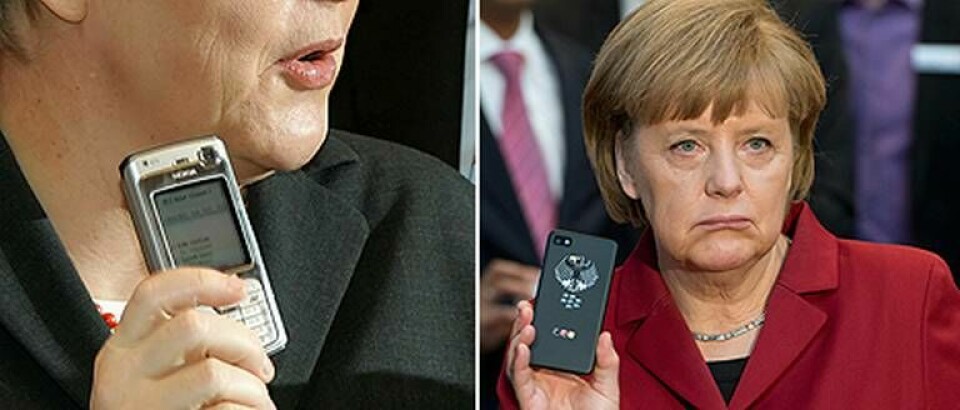 Tysklands förbundskansler Angela Merkel gillar sin gamla Nokiamobil. När den tyska regeringen för en månad sedan fick nya, godkända mobiler så var Blackberry en av dem. Något som förbundskanslern inte verkar gilla. Foto: TT