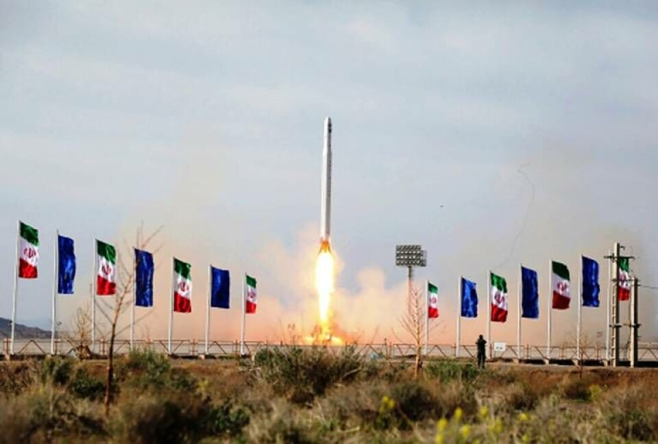 Bild från en iransk raketuppskjutning 2020. Foto: Sepahnews via AP/TT Bild från en iransk raketuppskjutning 2020. Foto: Sepahnews via AP/TT