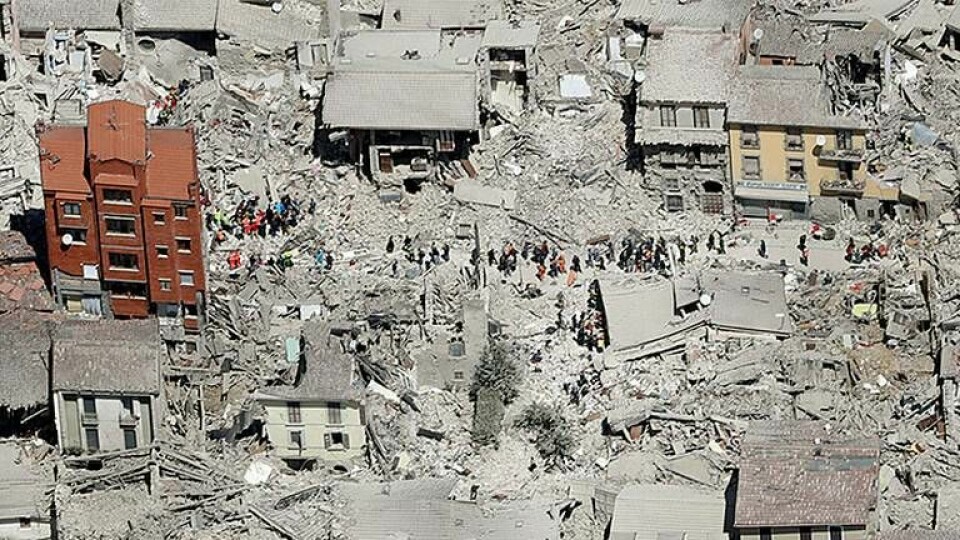 Förödelse i Amarice, Italien, efter jordskalvet som krävde flera dödsoffer. Foto: AP Photo / Gregorio Borgia / TT